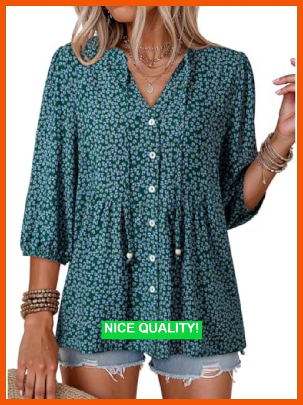 Boho Floral Short Sleeve Button Down V Neck Peplum Blouse